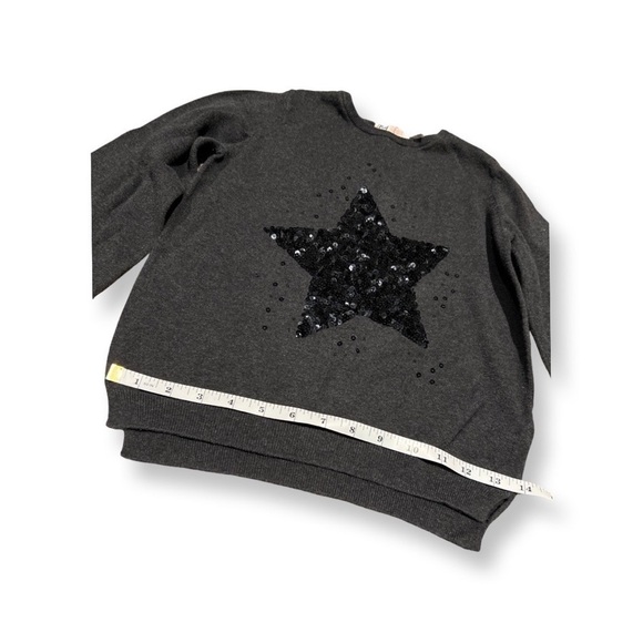 H&m US 8-10 Girls Long Sleeve Sweater Grey Gray With Black Sequin Star Detail - Picture 9 of 15